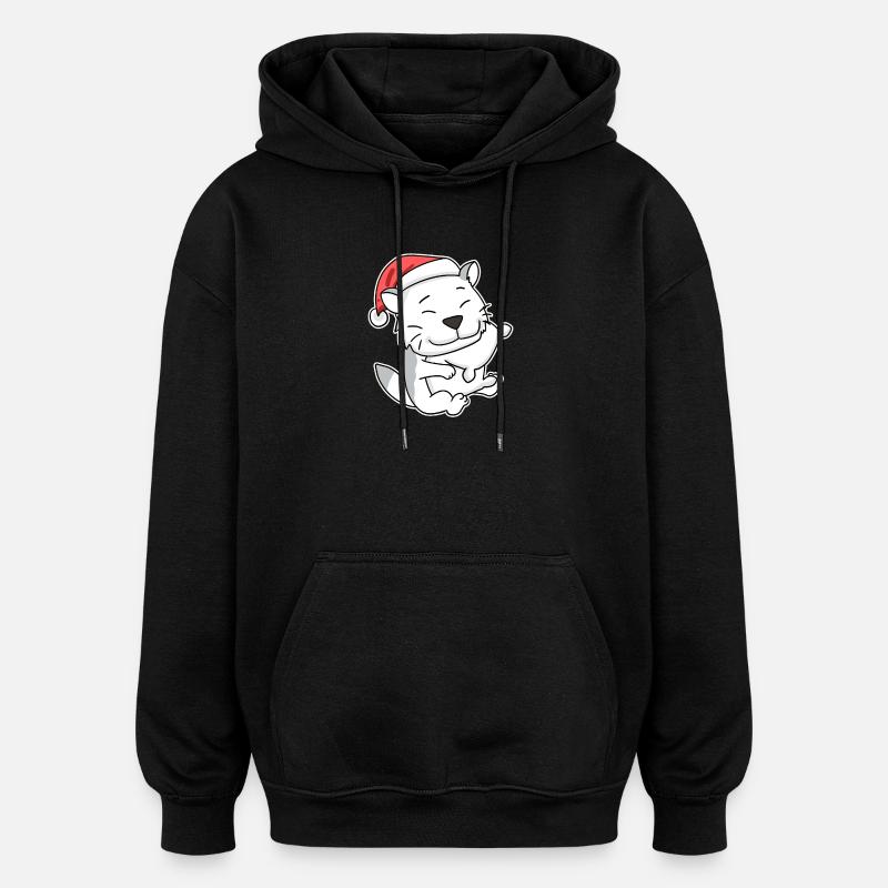 Burmilla Cat Noël Sommeil Fatigué - Sweat à capuche oversize unisexe - noir