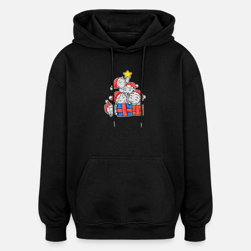Chèvres Arbre de Noël Chèvre - Sweat à capuche oversize unisexe - noir