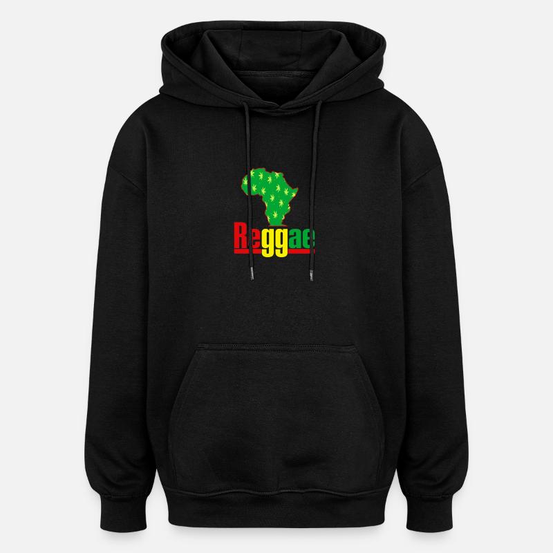 Afrika Reggae Karte mit Hanfblättern - Oversized Unisex Hoodie - Schwarz