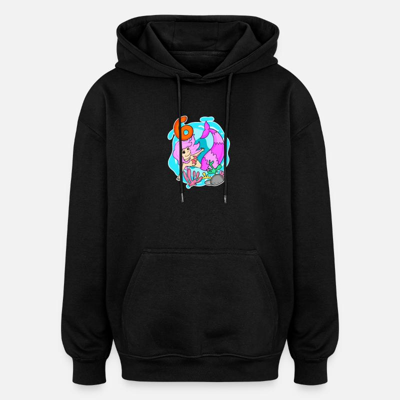 Fille 6 ans - Sirène - Sweat à capuche oversize unisexe - noir