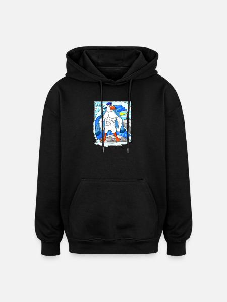 Muscoli Gabbiano Mare del Nord Regalo - Felpa con cappuccio unisex oversize - nero