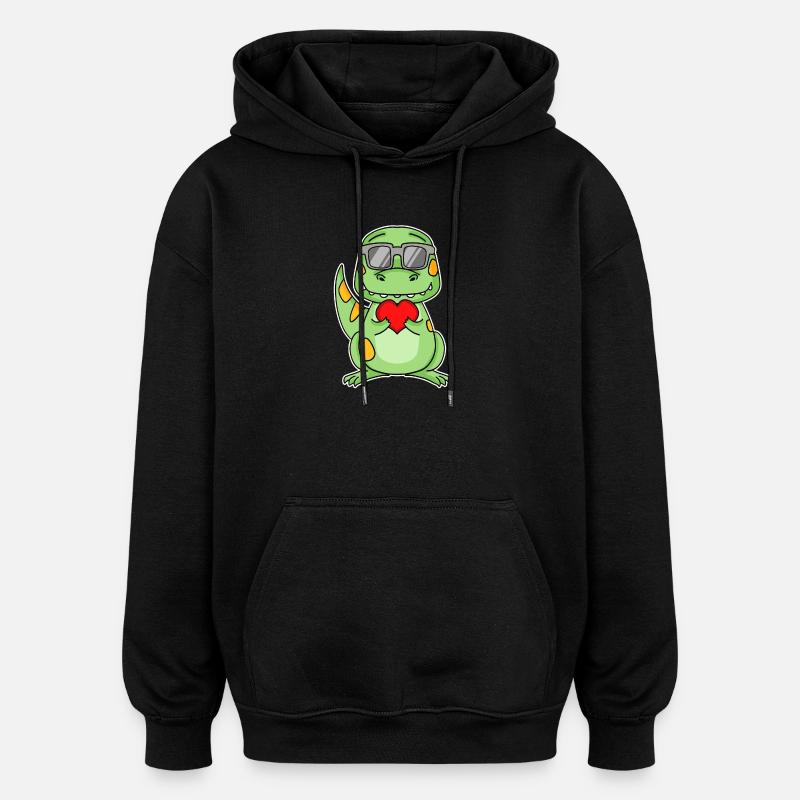 Dinosaures avec cœur - Love Romantic - Sweat à capuche oversize unisexe - noir