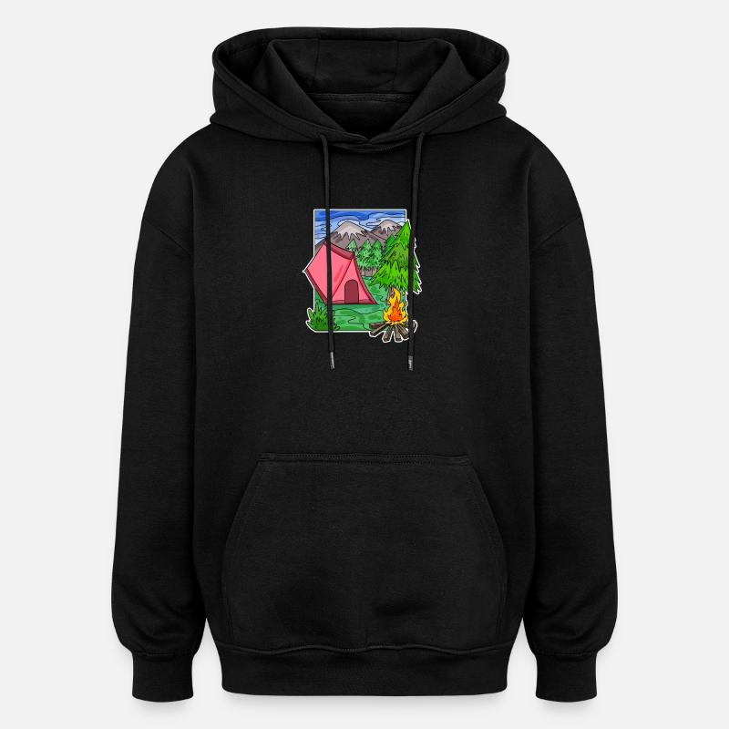 Camping Camping Motif - Oversized Unisex Hoodie - black