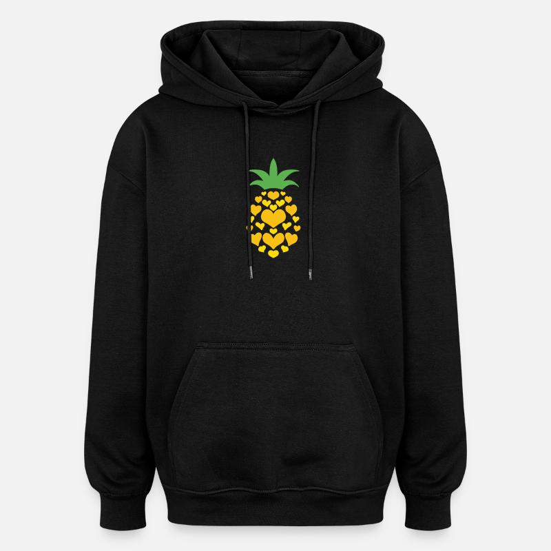 Cœur d’ananas - Sweat à capuche oversize unisexe - noir