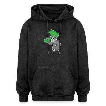 7 ans - 7e anniversaire - Sweat à capuche oversize unisexe - charbon - Devant - Noah (186cm)