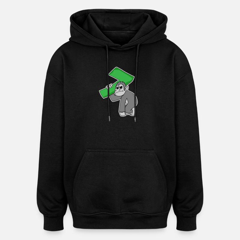 7 years old - 7th birthday - Oversized Unisex Hoodie - black