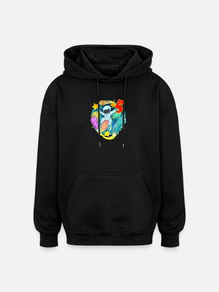 5 Years Birthday Boy Gift - Oversized Unisex Hoodie - black