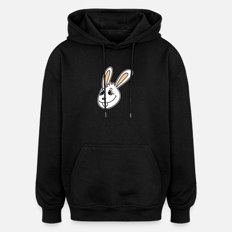 Tête de lapin Tête d’animal - Sweat à capuche oversize unisexe - noir