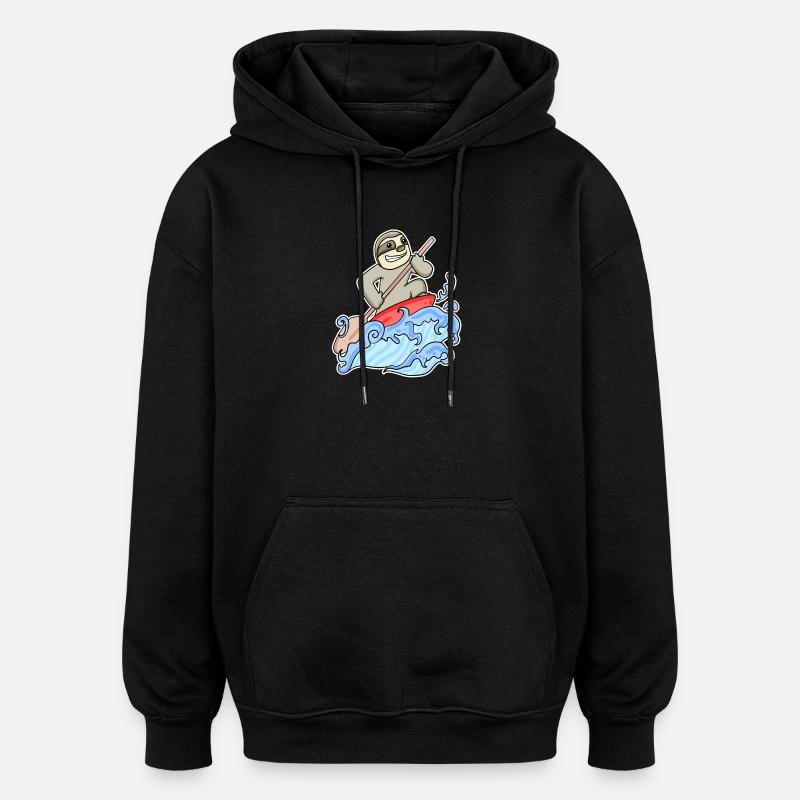 Stand Up Paddling Sloth - Oversized Unisex Hoodie - black