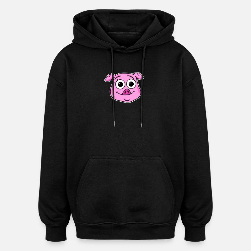 Schwein Kopf Tierkopf - Oversized Unisex Hoodie - Schwarz