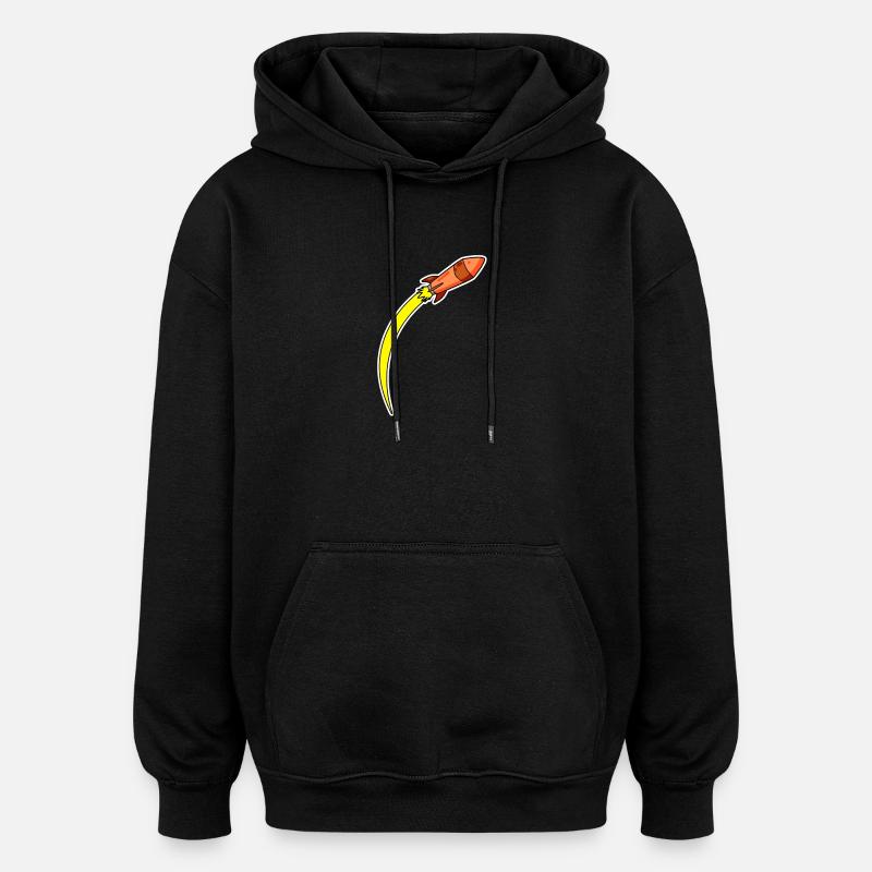 Rakete Orange - Oversized Unisex Hoodie - Schwarz