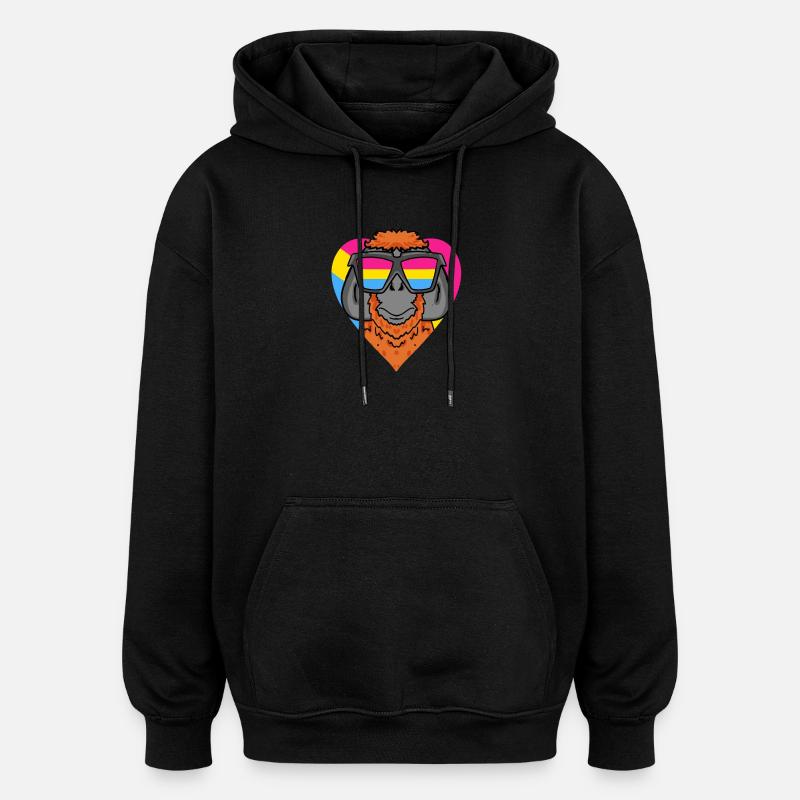 Cadeau Pansexual Monkey Heart - Sweat à capuche oversize unisexe - noir