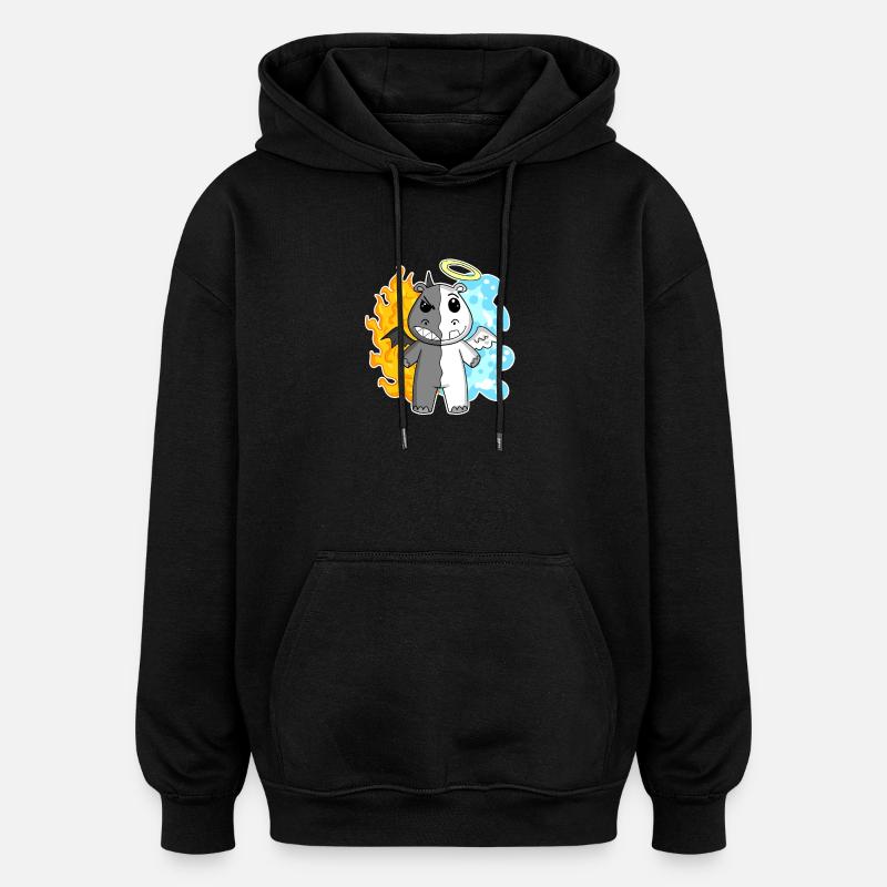 Hippo - Ange et Diable - Sweat à capuche oversize unisexe - noir