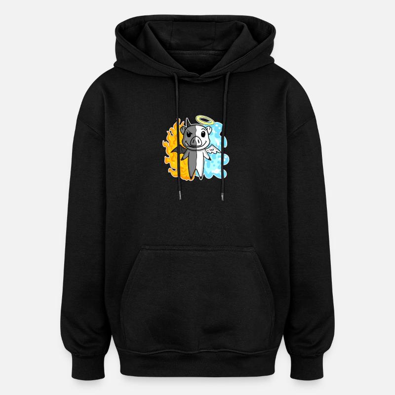 Cochon - Ange et Diable - Sweat à capuche oversize unisexe - noir