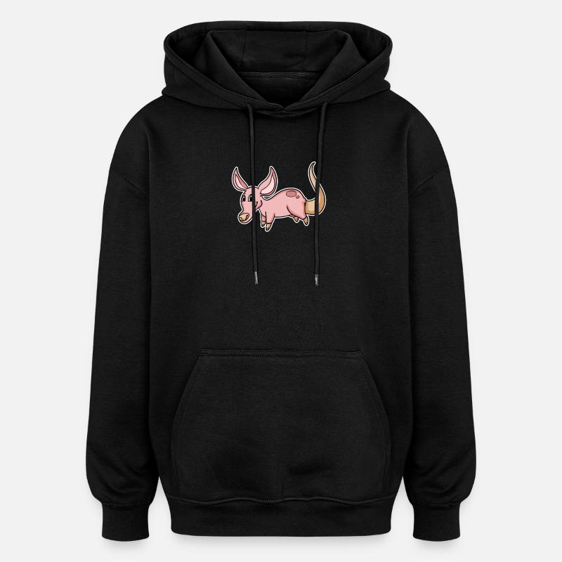 Erdferkel - Oversized Unisex Hoodie - Schwarz