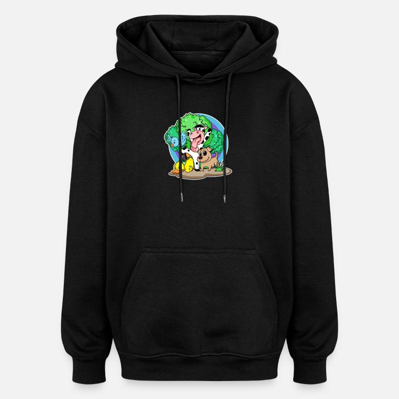 Cute animals - Oversized Unisex Hoodie - black