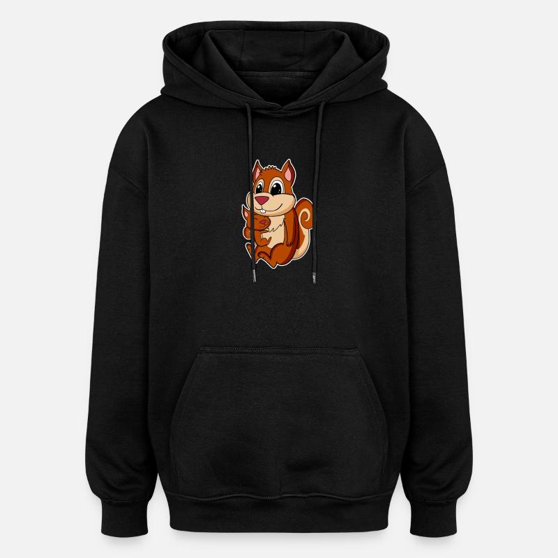 Famille d’écureuils - Écureuil avec bébé - Sweat à capuche oversize unisexe - noir