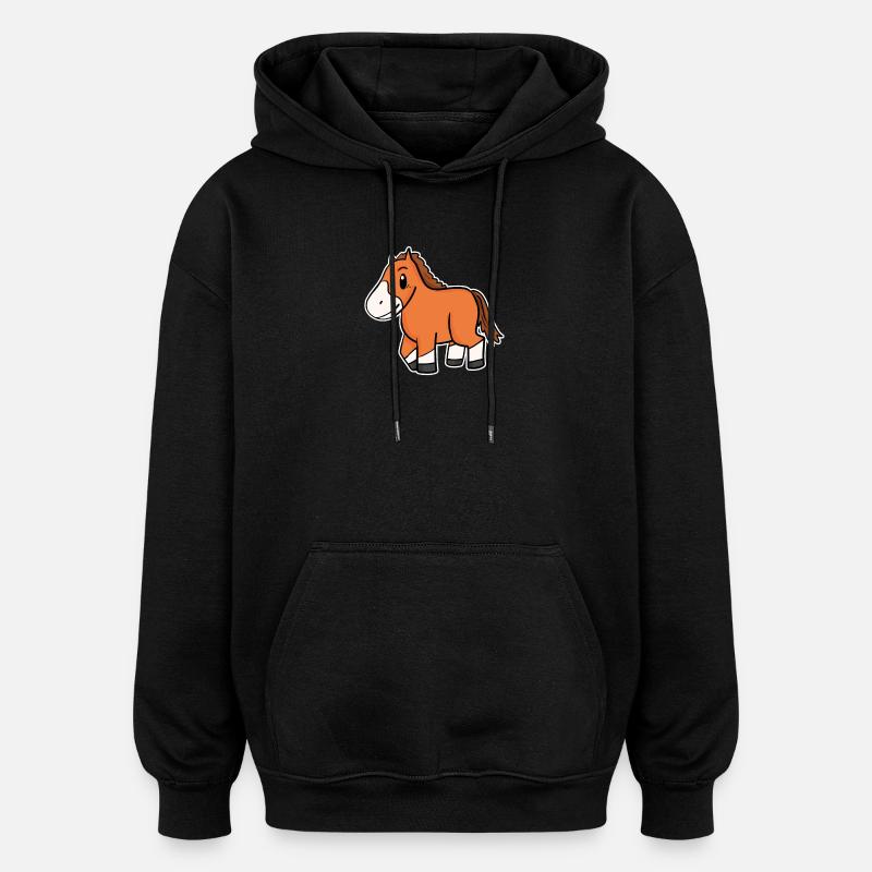 Pferd Motiv - Oversized Unisex Hoodie - Schwarz