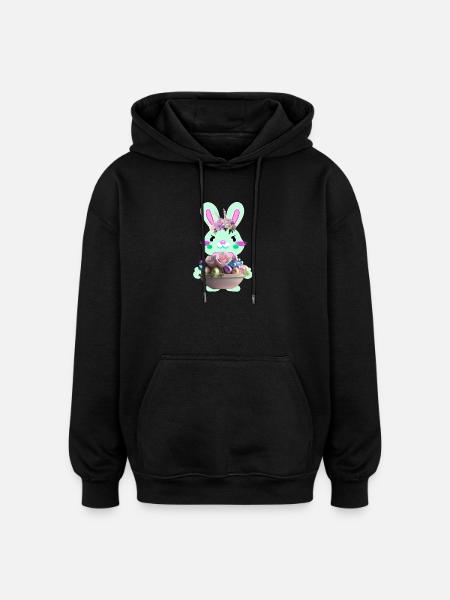 süßer Osterhase mit Ostereier - Oversized Unisex Hoodie - Schwarz
