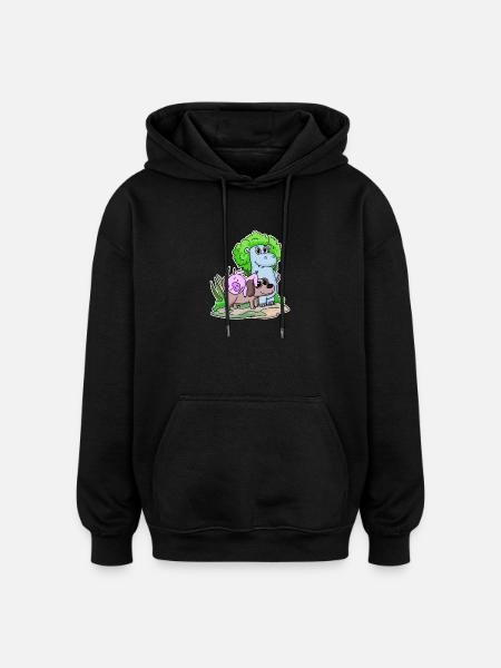 Cute animals - Oversized Unisex Hoodie - black
