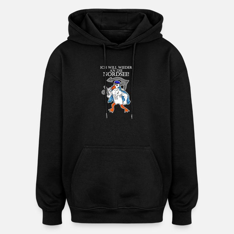 Nordsee Spruch - Oversized Unisex Hoodie - Schwarz