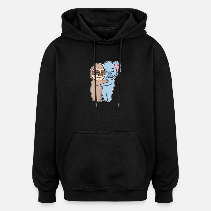Câlins paresseux et koala - câlins - Sweat à capuche oversize unisexe - noir