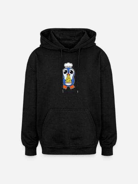 Pizza pingouin gourmet - Sweat à capuche oversize unisexe - noir