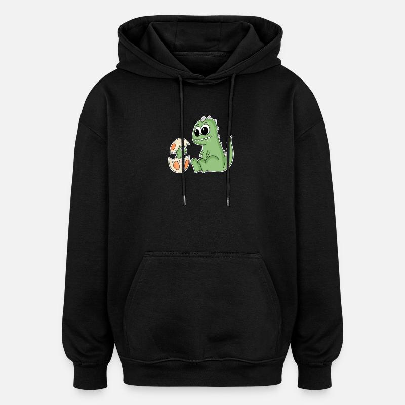 Dinosaure avec bébé dinosaure - Dino - Sweat à capuche oversize unisexe - noir