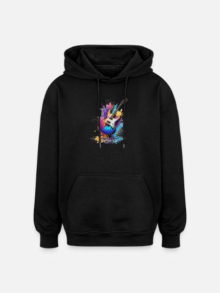 Gitarre - Oversized Unisex Hoodie - Schwarz