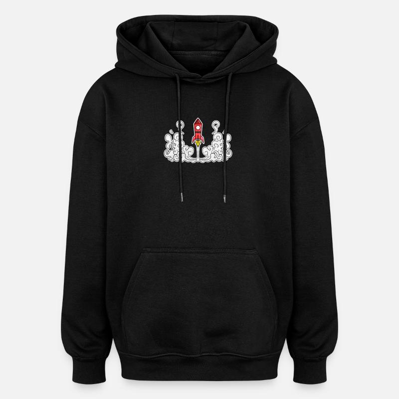 Lancement de fusée - Sweat à capuche oversize unisexe - noir