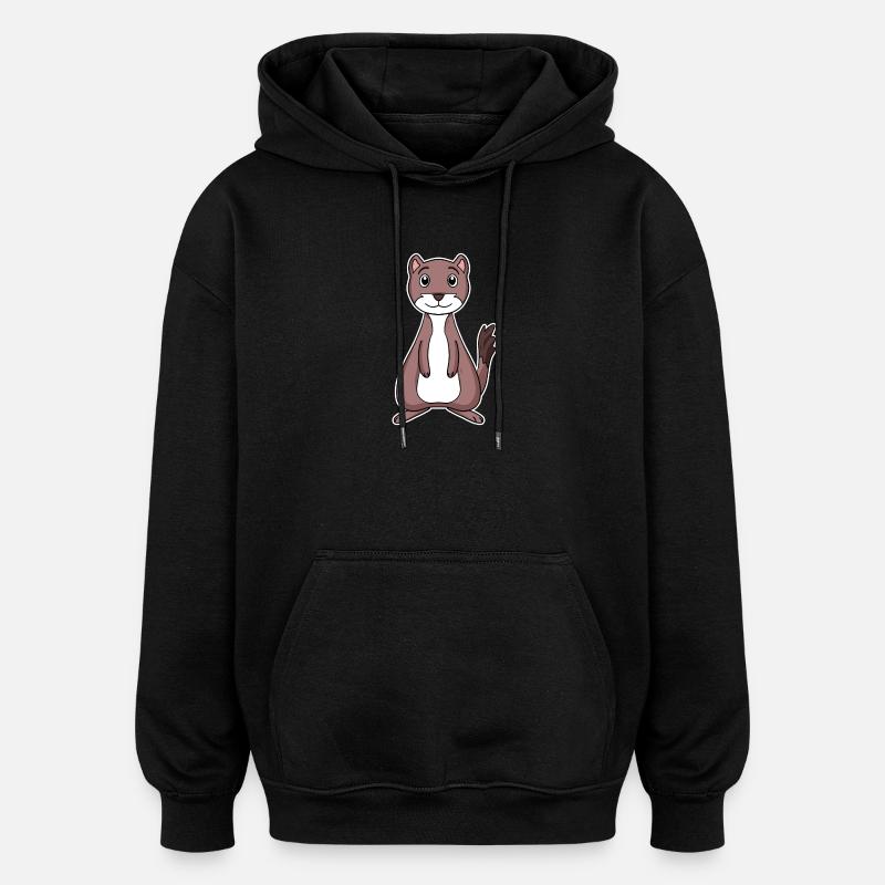 Martre belette - Sweat à capuche oversize unisexe - noir