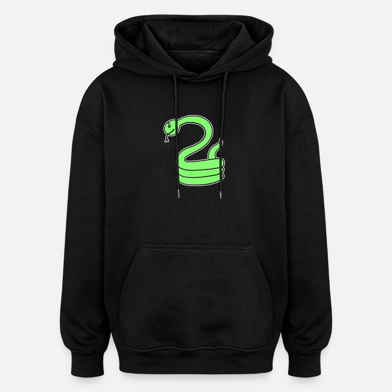 Serpent - Serpent vert - Sweat à capuche oversize unisexe - noir