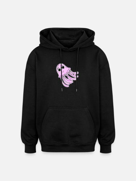 Méduse motif rose - Sweat à capuche oversize unisexe - noir
