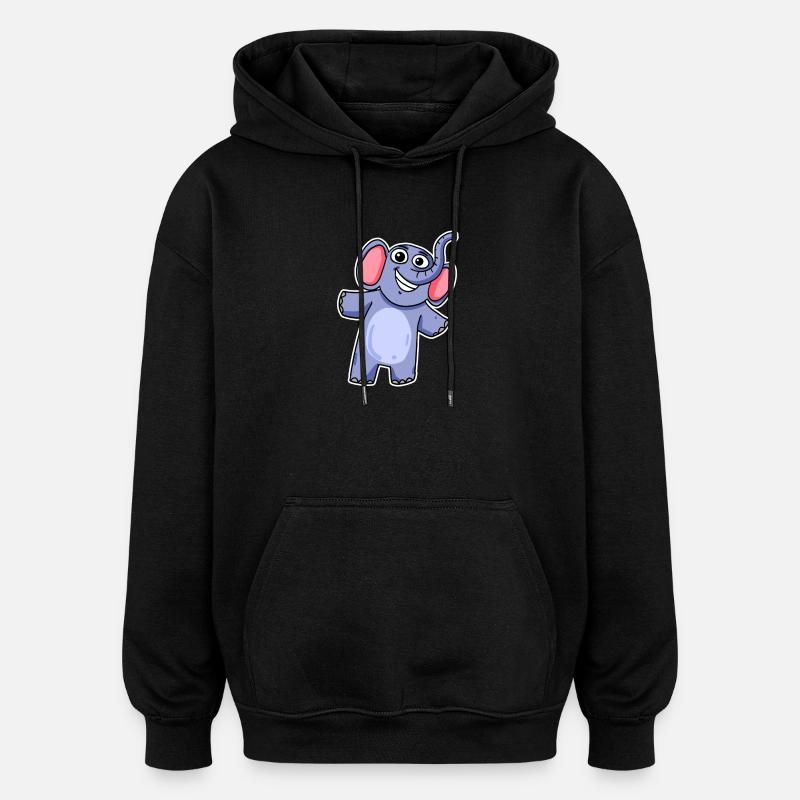 Mignon petit éléphant - Sweat à capuche oversize unisexe - noir