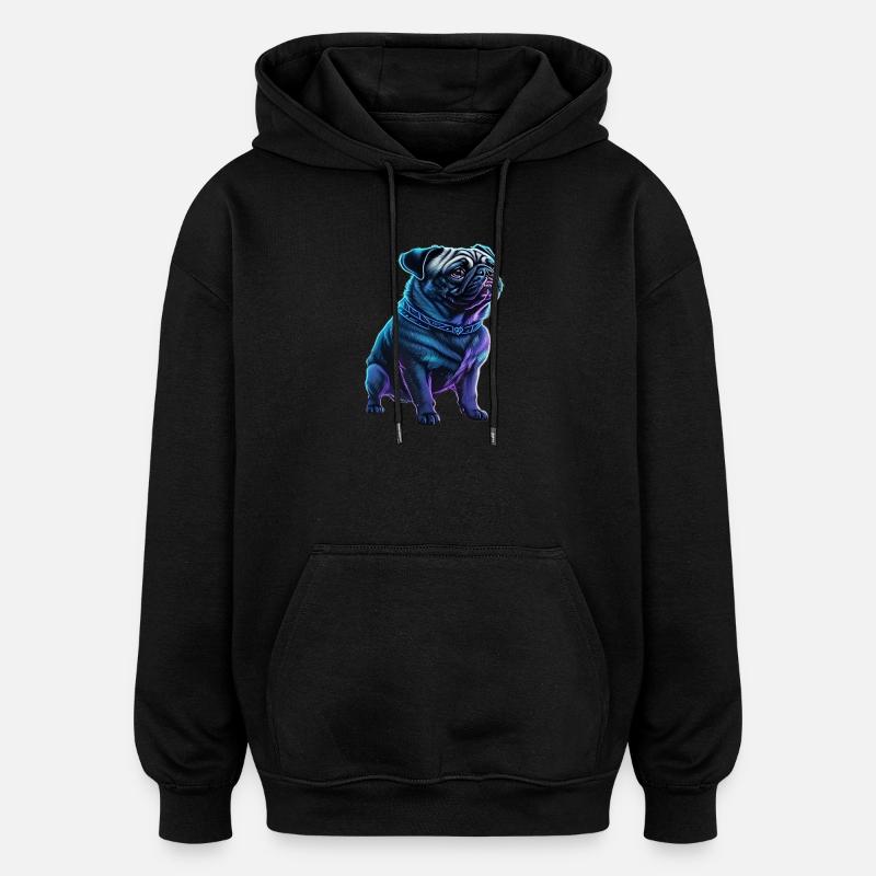 Futuristischer Neon-Mops - Oversized Unisex Hoodie - Schwarz