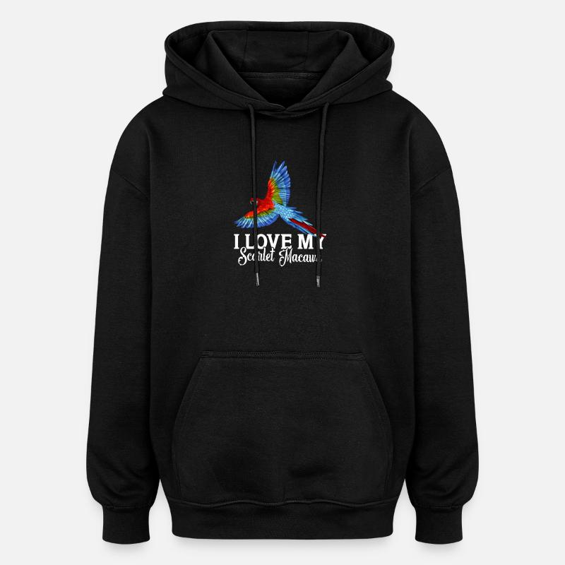 J'adore mes aras écarlates - Sweat à capuche oversize unisexe - noir