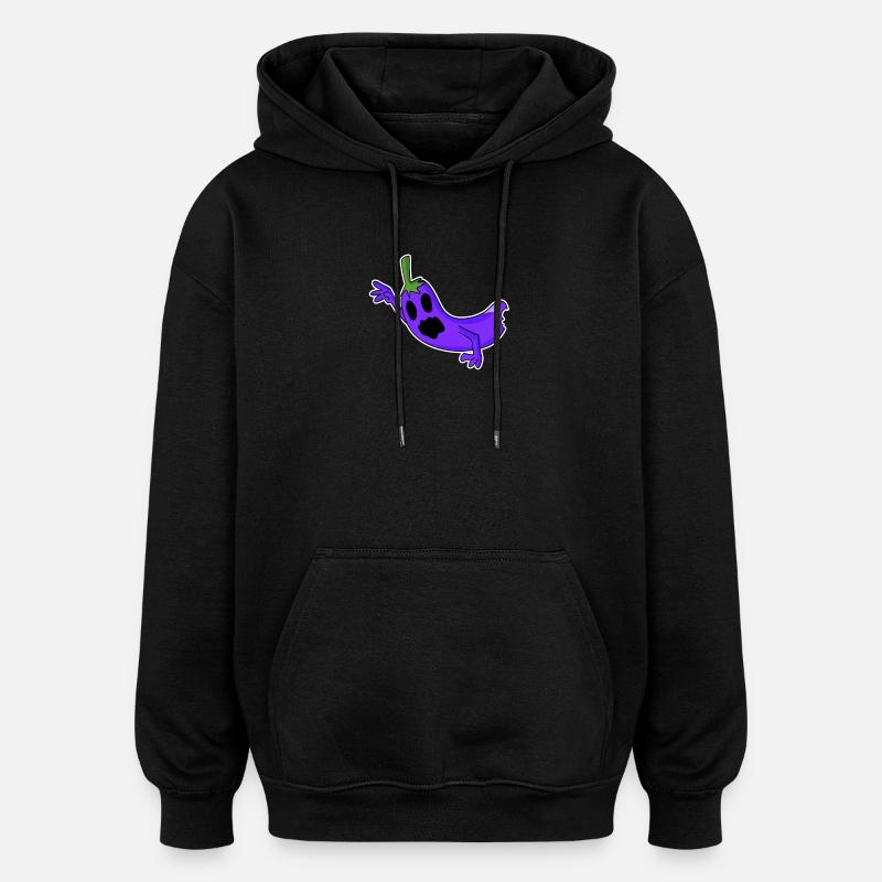 Zombie, Aubergine, Horreur, Effrayant - Sweat à capuche oversize unisexe - noir