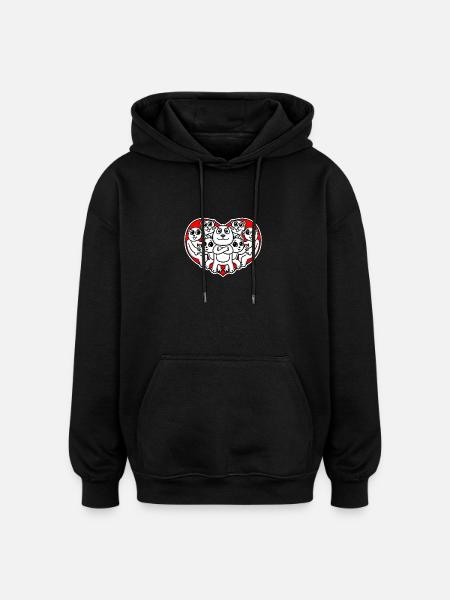 Heart Bear Love Romantic - Oversized Unisex Hoodie - black