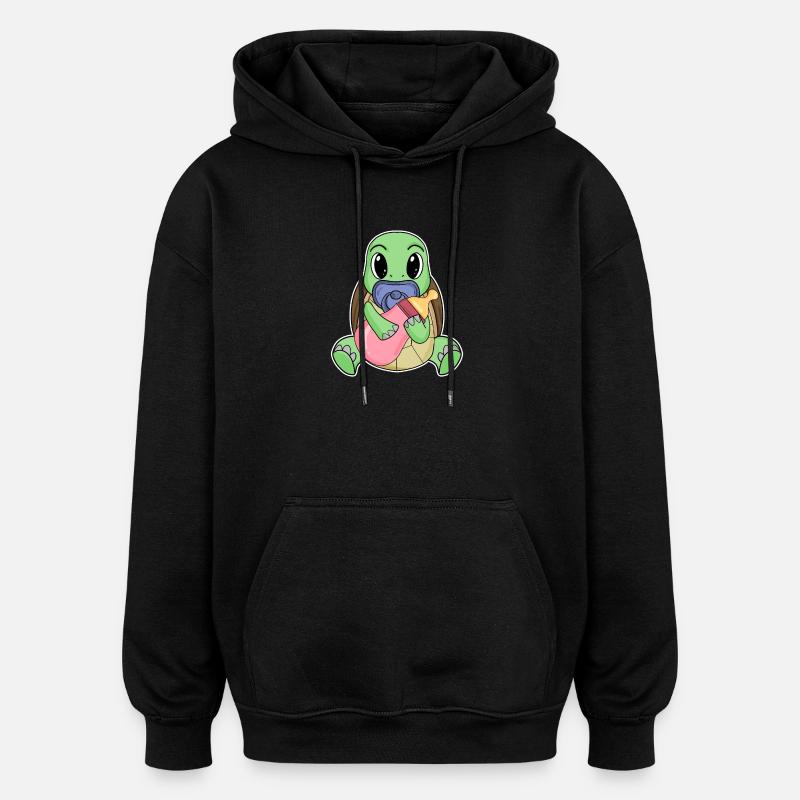 Bébé tortue - Sweat à capuche oversize unisexe - noir