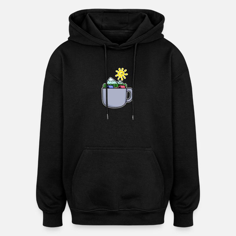 Café Mountain Mountains Summit - Sweat à capuche oversize unisexe - noir