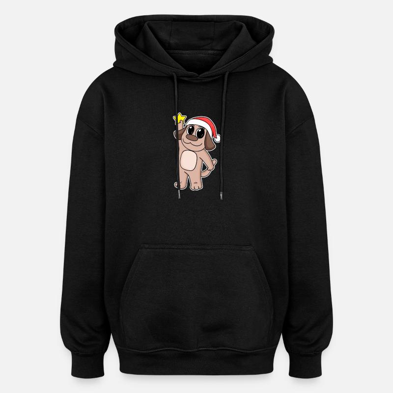 Chien Noël - Sweat à capuche oversize unisexe - noir