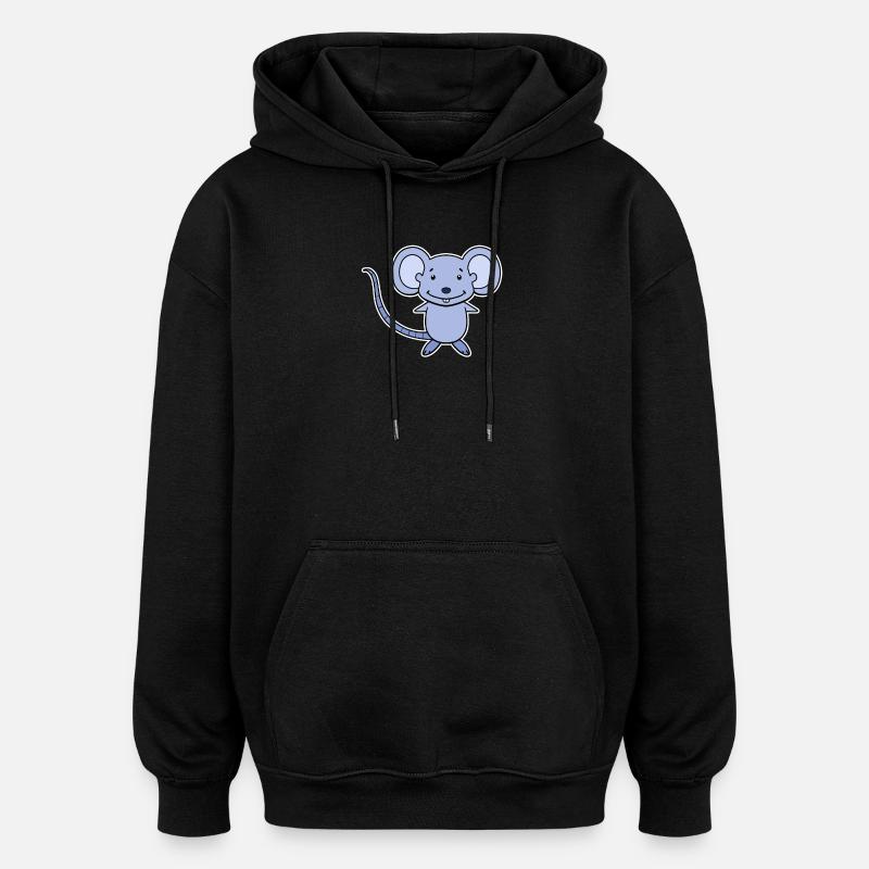 Maus Cartoon - Oversized Unisex Hoodie - Schwarz