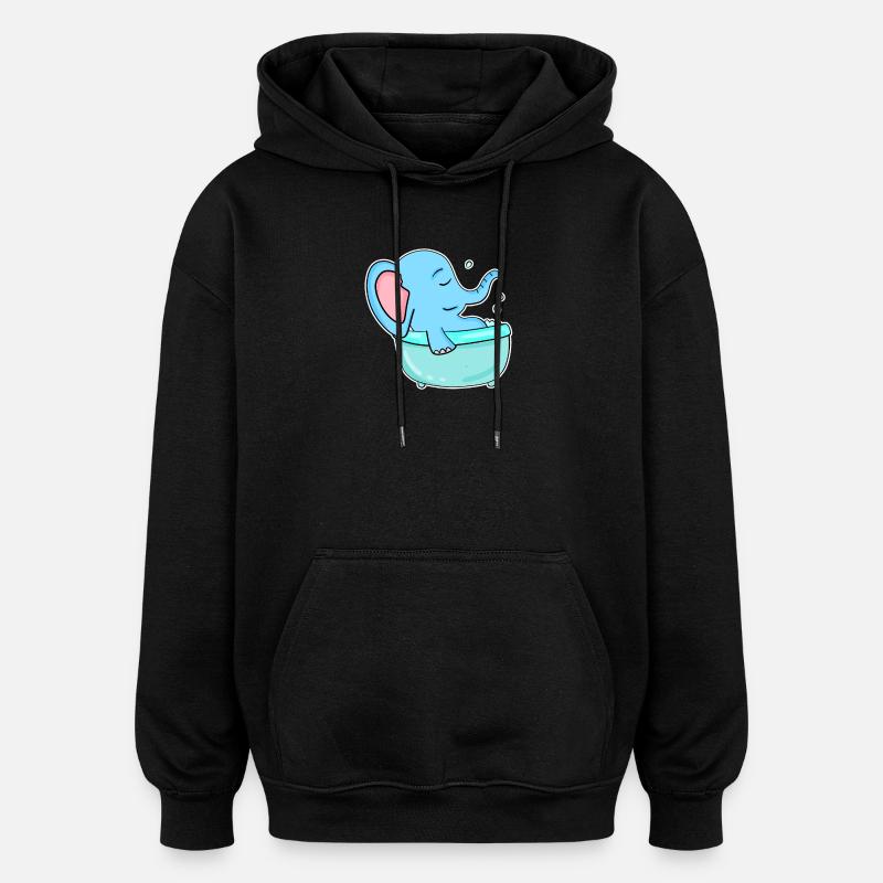 Badewanne Elefant - Oversized Unisex Hoodie - Schwarz