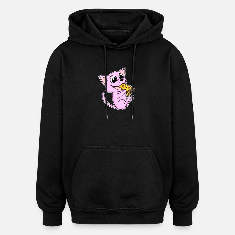 Sphynx Katze Pizza - Oversized Unisex Hoodie - Schwarz