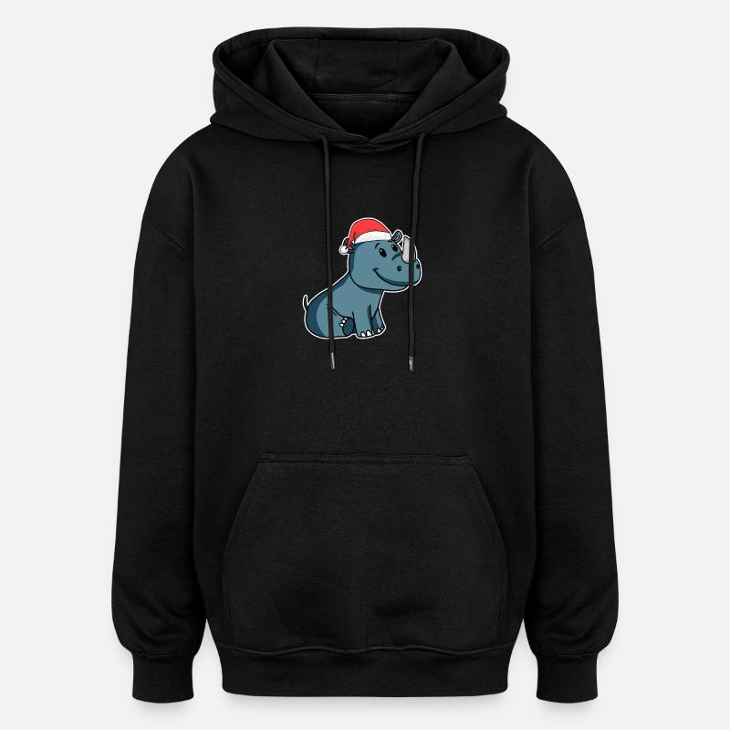 Noël rhinocéros - Sweat à capuche oversize unisexe - noir