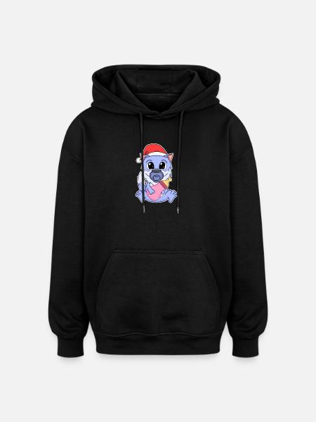 Bébé loup Noël - Sweat à capuche oversize unisexe - noir