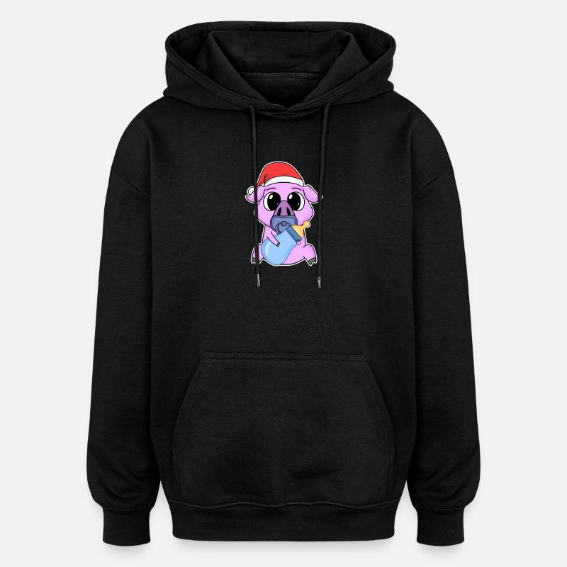 Cochon bébé Noël - Sweat à capuche oversize unisexe - noir