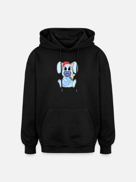 Rabbit Baby Christmas - Oversized Unisex Hoodie - black