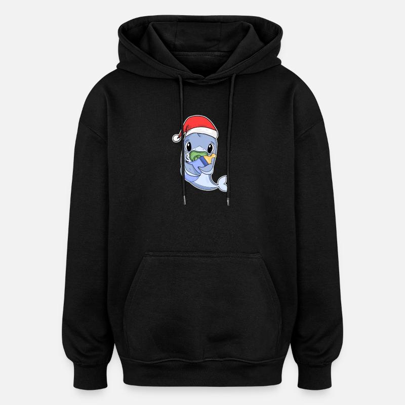 Requin bébé Noël - Sweat à capuche oversize unisexe - noir