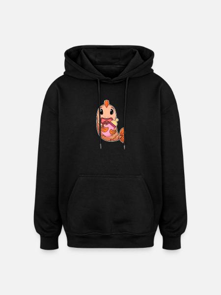 Motif de bébé poisson - Sweat à capuche oversize unisexe - noir